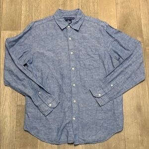 Mens‎ Old Navy Linen Cotton Blend Regular Fit Button Down Long Sleeve Shirt